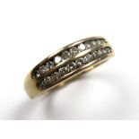 9ct Gold Channel set Diamond Ring 0.50 ct weight size Q weight 4.1 grams