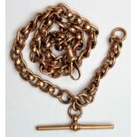 9ct Gold "T" bar pocket watch chain. length approx 36.5cm and weighing 35.1g