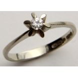 18ct White Gold Solitaire Diamond Ring approx 0.10ct weight size M weight 2.3 grams