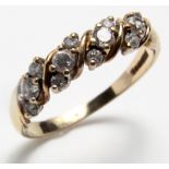 9ct Gold CZ set Ring size O weight 2.2 grams