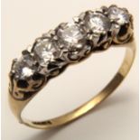 9ct Gold 5 stone CZ Ring size M weight 2.0 grams