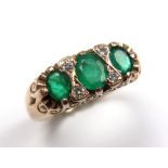 9ct Gold Emerald and Diamond Ring size L weight 3.5 grams