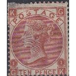 GB - QV 10d deep red-brown Plate 1, SG114 mounted mint cat £3600   (top left corner repaired)   a/f