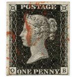 GB - 1840 Penny Black Plate 8 (O-B) four good to large margins, very fine used, no creases, but