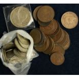 Australia approx 95 predecimal coins including much silver, mixed grade.