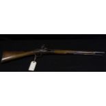 18th century Brown Bess volunteer flintlock short musket with military proof marks to the barrel