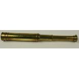 Telescope: A fine Victorian Captains all brass pocket telescope. Outside of the barrel engraved '