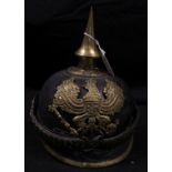 An Imperial German Pickel haube for Prussian ? ranks. Some crazing to leather, minor restoration