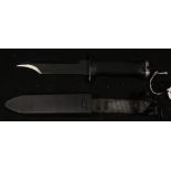 A U.S Navy MK3 Model O combat knife in its plastic composite scabbard. Bowie bladed knife 6" with