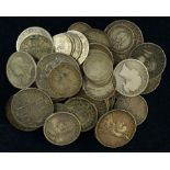 An assortment of GB silver (George III - Edward VII) mixed grades with some being GF or better,