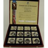 Cook Islands, Set of 12 silver Proof Dollars (20g of 50% silver) depicting depicting famous people /