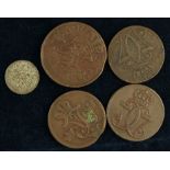 Denmark & Norway (5) 18th-19thC mostly copper, noted 2 Skilling Danske Skille Mynt 1803 GVF etc.