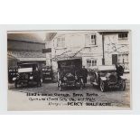 Postcard, Berkshire, a fine RP of Hind's Head Garage, Bray, 'Open and Closed Cars, Day & Night',