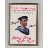 Tobacco issue, Player's, booklet 'H.M. Ships Only' List G, in Home Waters & Mediterranean, 72 page