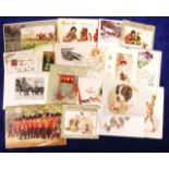 Greetings cards, a collection of 50+ Tuck's published greetings cards inc. Animals, soldiers,
