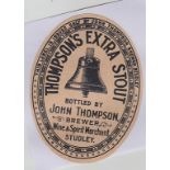 Beer Label, John Thompson Brewer, Studley, Thompson's Extra Stout, v.o, (vg) (1)