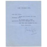 Autograph, Vivien Leigh, a typed letter on Vivien Leigh headed notepaper dated 13th November 1953