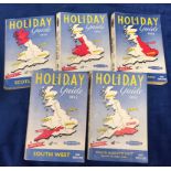 Railwayana, set of 5 paperbacked British Railways Holiday Guides from 1952 (gd) (5)