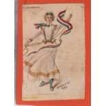 Tobacco silks, L. Youdell Collection, ATC, Flag Girls of All Nations, 'P' size (Nebo Cigarettes) (