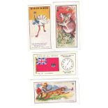 Trade cards, L. Youdell Collection, Thomson, four sets, Queer Birds (16 cards), Flags of Nations (16