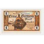 Banknote, German Notgeld, Karlsruhe one billion marks hyper-inflation note, 1923 (VF) (1)