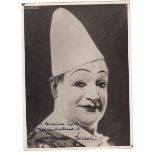 Autographs, Circus, two signed photos of clowns, Charlie Cairoli, an Anglo/Italian clown, popular in