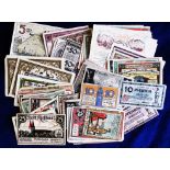 Banknotes, packet of approx 100 different German banknotes, 1917 to 1921, all used, various places