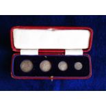 English Coins, Maundy set, 1889, four pence, three pence, two pence & penny in contemporary case (