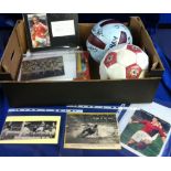 Football autographs, a varied selection of signed press cuttings, programmes, brochures,