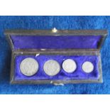 English Coins, Maundy set, 1871, four pence, three pence, two pence & penny in contemporary case (