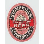 Beer Label, J Stonehill & Co Ltd, London, Sparkling Beer, v.o, (vg) (1)