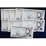Banknotes, ten Bank of England £5 notes, all Somerset, prefixes, KW30, KW43, LR49, LS12, LT20, LU06,
