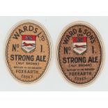 Beer Labels, Ward & Sons Ltd, Foxearth, Essex, No 1 Strong Ale, 2 v.o's, different 'Ltd' (vg) (2)