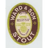 Beer Label, Ward & Son Limited, Foxearth, Essex, scarce lime and brown coloured Stout v.o, (sl mark,