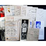 Football autographs, selection inc. signed programmes, photos, menu cards etc, 1930's onwards inc.