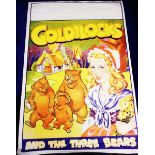 Poster, Theatre pantomime poster for Goldilocks, unknown artist, circa 1920's, approx 50cm x 75cm (