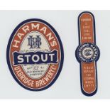 Beer Labels, Harman's Stout v.o, plus neck strap. Emblem on v.o is HUB not the flag coat of arms (