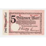 Banknote, German Notgeld, Cassel, 5 million marks hyper-inflation note, 24 October 1923 (VF) (1)