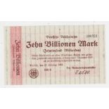 Banknote, German Notgeld, Berlin ten billion marks hyper-inflation note, 27 October, 1923 (VF) (1)