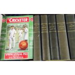 Cricket magazines, 8 professionally bound volumes of The Cricketer magazine, 1921 to 1928 inc. Vol