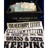 Ephemera, a metal deed box ('The Braishfield Estate, Hampshire' printed to side) containing a