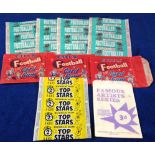 Trade card wrappers, A&BC Gum, Top Stars (1), plus Footballer cards, two photos, 2d (x4), three