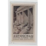 Postcard, Automotive Exhibition RP for Berlin 1936 'Autoschau' showing art-drawn cars going