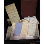 Ephemera, a metal deed box ('Mrs E.H. Spottiswood, The Nanty Ffrith Estate, North Wales' printed