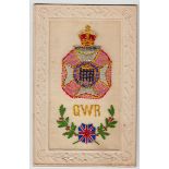 Postcards, Silks, WW1 (10), 2 Regimental silks, 'Queens Westminster Rifles' (sl foxed), 'Hampshire