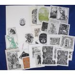 Ephemera, a collection of ex-libris, 20th century artist designed bookplates, artists noted