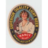 Beer label, Nancy brand, v.o, 92mm, brewed and bottled in Scotland (scarce) (vg)