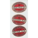 Beer labels, Shrewsbury & Wem Brewery Co Ltd, Bitter Ale, Dinner Ale & India Pale Ale, all oval (