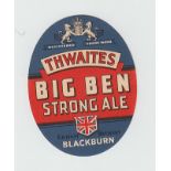Beer label, Thwaites, Blackburn, Big Ben Strong Ale, v.o, (vg)