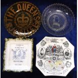 Commemorative Ware, two pressed glass plates, one for the Golden Jubilee of Queen Victoria 1887 in